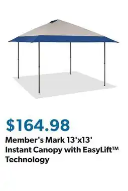 Sam's Club Member's Mark 13'x13' Instant Canopy with EasyLift Technology offer