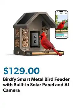 Sam's Club Birdfy Smart Metal Bird Feeder with Built-in Solar Panel and AI Camera offer