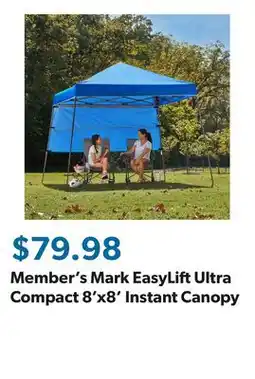 Sam's Club Member's Mark EasyLift Ultra Compact 8'x8' Instant Canopy offer
