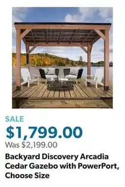 Sam's Club Backyard Discovery Arcadia Cedar Gazebo with PowerPort, Choose Size offer