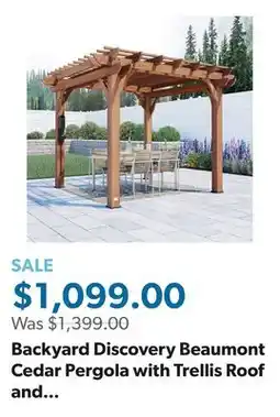 Sam's Club Backyard Discovery Beaumont Cedar Pergola with Trellis Roof and PowerPort, Choose Size offer