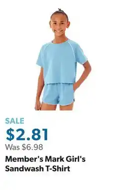 Sam's Club Member's Mark Girl's Sandwash T-Shirt offer