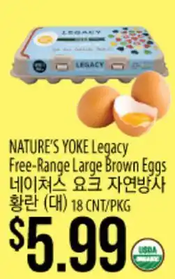 Hmart NATURE'S YOKE Legacy Free-Range Large Brown Eggs offer
