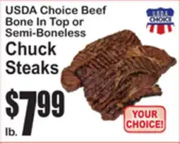 SuperFresh USDA Choice Beef Bone In Top or Semi-Boneless Chuck Steaks offer