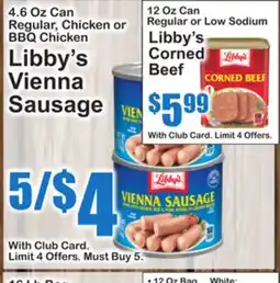 SuperFresh Libby's Vienna Sausage, Regular Chicken or BBQ Chicken offer