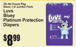 SuperFresh Luvs Bluey Platinum Protection Diapers offer