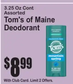 SuperFresh Tom's of Maine Deodorant offer