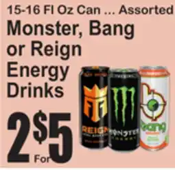 SuperFresh 15-16 Fl Oz Can ... Assorted Monster, Bang or Reign Energy Drinks offer