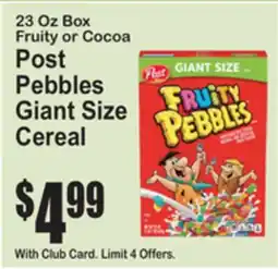 SuperFresh Post Pebbles Giant Size Cereal offer