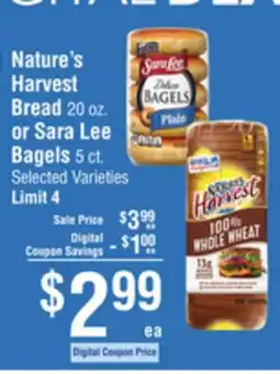 Smart & Final Nature's Harvest Bread 20 oz. or Sara Lee Bagels 5 ct offer
