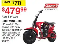Dunham's Sports COLEMAN B100 MINI BIKE offer