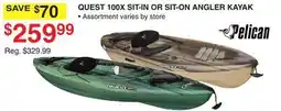 Dunham's Sports PELICAN QUEST 100X SIT-IN OR SIT-ON ANGLER KAYAK offer