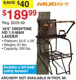 Dunham's Sports MUDDY 18' 6 DROPTINE HD 1.5-MAN LADDER offer