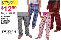 Dunham's Sports CANYON CREEK LOUNGE PANTS FOR THE FAMILY offer