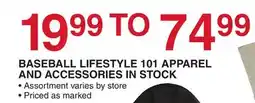 Dunham's Sports BASEBALL LIFESTYLE 101 APPAREL AND ACCESSORIES IN STOCK offer