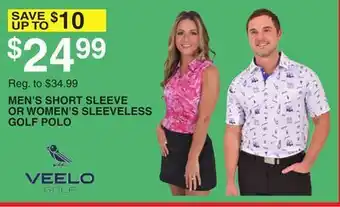 Dunham's Sports VEELO GOLF MEN'S SHORT SLEEVE OR WOMEN'S SLEEVELESS GOLF POLO offer