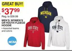 Dunham's Sports NCAA MEN'S, WOMEN'S OR YOUTH FLEECE HOODIE offer