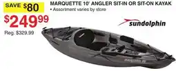Dunham's Sports SUNDOLPHIN MARQUETTE 10' ANGLER SIT-IN OR SIT-ON KAYAK offer
