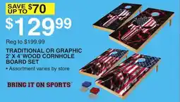 Dunham's Sports BRING IT SPORTS TRADITIONAL OR GRAPHIC 2' X 4' WOOD CORNHOLE BOARD SET offer