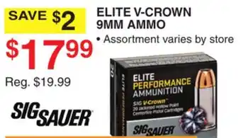 Dunham's Sports SIG SAUER ELITE V-CROWN 9MM AMMO offer