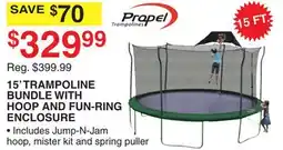 Dunham's Sports PROPEL 15' TRAMPOLINE BUNDLE WITH HOOP AND FUN-RING ENCLOSURE offer
