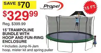 Dunham's Sports PROPEL 15' TRAMPOLINE BUNDLE WITH HOOP AND FUN-RING ENCLOSURE offer