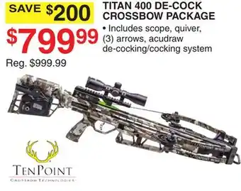 Dunham's Sports TITAN 400 DE-COCK CROSSBOW PACKAGE offer