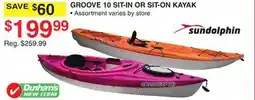 Dunham's Sports SUNDOLPHIN GROOVE 10 SIT-IN OR SIT-ON KAYAK offer