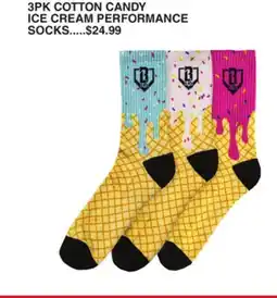 Dunham's Sports 3PK COTTON CANDY ICE CREAM PERFORMANCE SOCKS offer