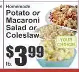 Key Food Homemade Potato or Macaroni Salad or Coleslaw offer