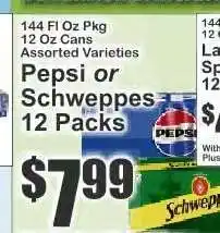 Key Food Pepsi or Schweppes 12 Packs offer