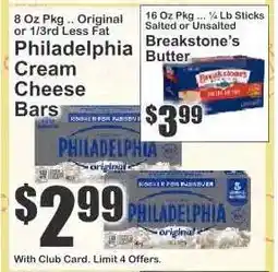 Key Food Philadelphia Cream Cheese Bars offer