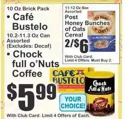 Key Food Chock Full o'Nuts Coffee offer