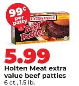 Hy-Vee Holten Meat extra value beef patties offer