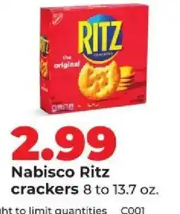 Hy-Vee Nabisco Ritz crackers offer