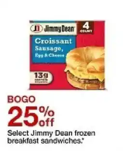 Target Jimmy Dean frozen breakfast sandwiches offer