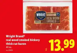 Lidl Wright Brand real wood smoked hickory thick cut bacon offer