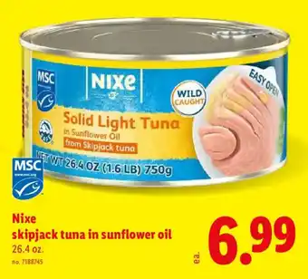 Lidl Nixe skipjack tuna in sunflower oil offer