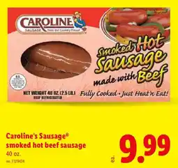 Lidl Caroline's Sausage smoked hot beef sausage offer