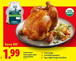 Lidl Farmer Focus fresh organic whole young chicken offer