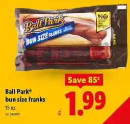 Lidl Ball Park bun size franks offer