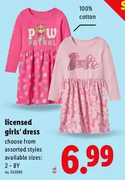 Lidl Licensed girls' dress offer