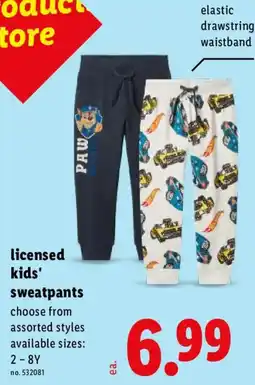 Lidl Licensed kids' sweatpants offer