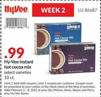 Hy-Vee Hy-Vee Instant Hot Cocoa Mix offer