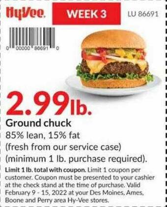 Hy-Vee Ground Chuck offer