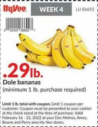 Hy-Vee Dole Bananas offer