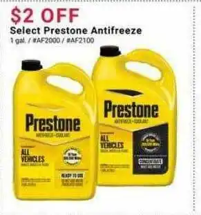 Pep Boys Select Prestone Antifreeze offer
