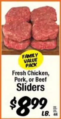 Western Beef Fresh Chicken, Pork, or Beef Sliders offer