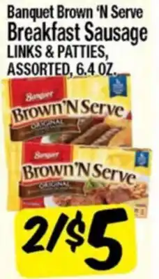 Western Beef Banquet Brown 'N Serve Breakfast Sausage LINKS & PATTIES, ASSORTED, 6.4 OZ offer