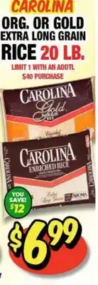 Western Beef CAROLINA ORG. OR GOLD EXTRA LONG GRAIN RICE offer